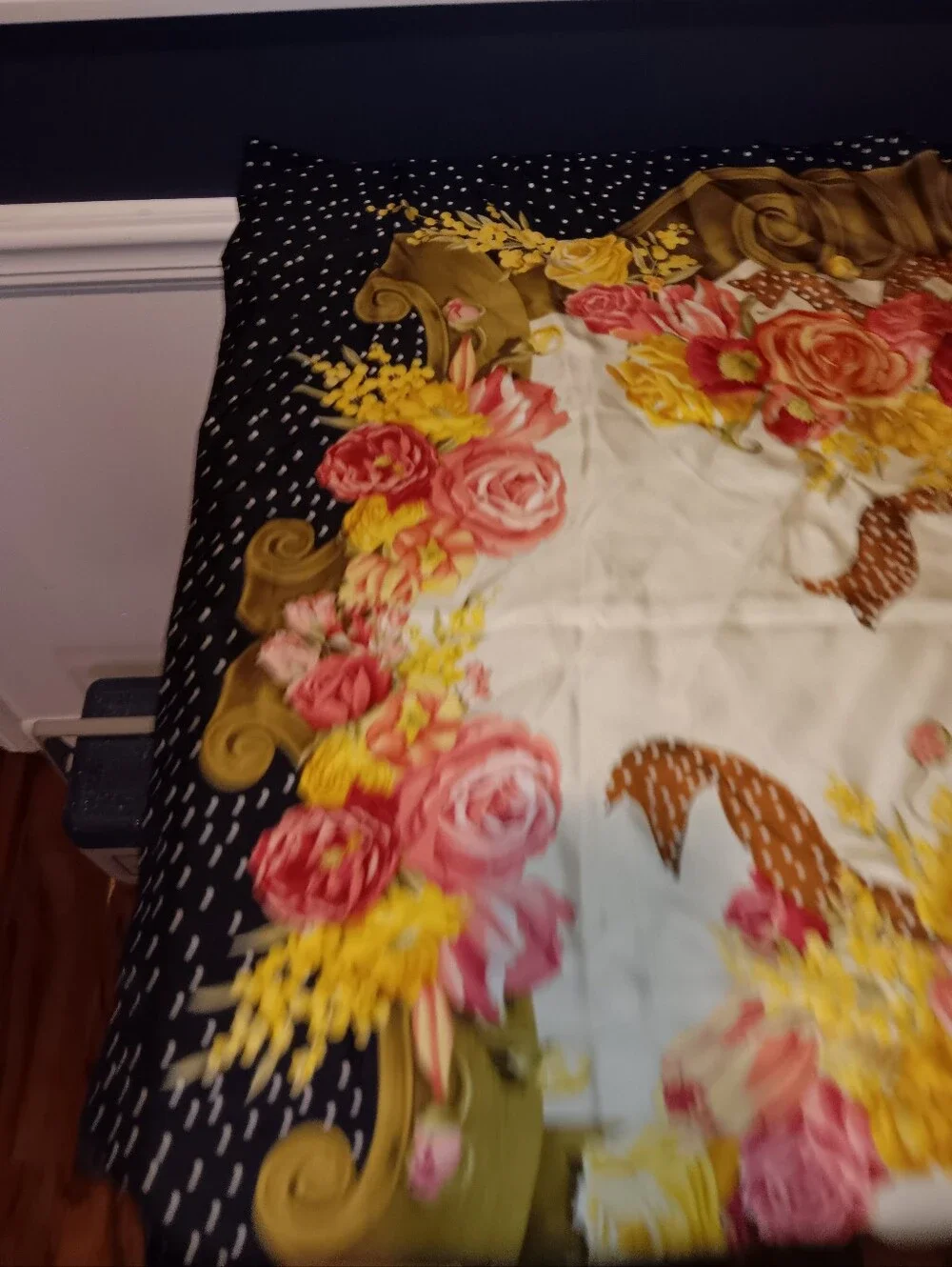 Christian Dior Flower Motif Silk Scarf